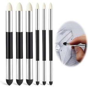 Mevronisshop-6 Pi&egrave;ces &Eacute;ponges &Agrave; Double Pointe, Artiste Stylo &Eacute;ponge De M&eacute;lange, Gommes &Agrave; Dessin En &Eacute;ponge Stylos &Eacute;ponges, Pour M&eacute;lange De Croquis M&eacute;langeur Pastel Lavable, Pour Croquis, Artistique - Neuf