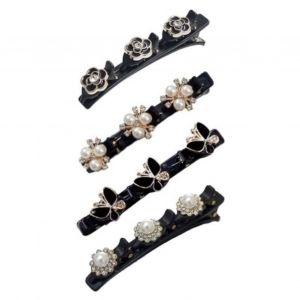 Pinces À Cheveux Pour Filles, 3/4 Pièces, Strass Scintillants, Décor Floral, Épingles À Cheveux, Double Couche, Frange, Accessoires Pour Cheveux-G - Neuf