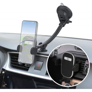 Support De Téléphone Portable Extra Long Avec Col De Cygne Pour Voiture, Camion, Camionnette, Universel, Compatible Avec Iphone 15, 14, 13, Samsung Galaxy, Pixel, Sans Vibrations (2 En 1 - Neuf