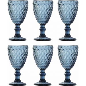 Ensemble De 6 Verres À Vin En Verre Net King, Verres À Vin, Verres À Eau, Verres Longs - Bleu - Neuf