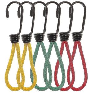 Lot De 6 Crochets De Tente Élastiques Et Durables ¿ Cordon De Camping Réglable Avec Boucle Pour Une Installation Extérieure Sécurisée ¿ Polyvalent Pour Le Camping, Le Vélo Et Plus Encore - Neuf