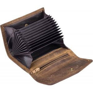 Holden' Leather RFID Mini Wallet Men Leather RFID and NFC Card Holder Wallet Genuine Leather, Medium Brown, Minimalist - Neuf