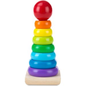 KAL-- Empileur De Formes Arc-En-Ciel 8 Pi&egrave;ces - Jeu D'Eveil - Jeu De Motricit&eacute; - Casse-T&ecirc;te - Puzzle Enfant - Jouet En Bois - Jouet Montessori 1 An - Cadeau Enfant 1 An Et + - Neuf