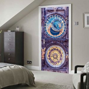 Hjlian Lot De 2 Autocollants De Porte Amovibles En Pvc Style Prague Square 3d Pour Decoration Interieure - Neuf