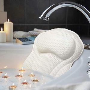 Oreiller De Bain De Luxe Ergonomique Avec Technologie De Maille D'air 4D Et 6 Ventouses,Aide À Soutenir La Tête,Le Dos,S'adapte À Toutes Les Baignoires,Bains Remous Et Spas À La Maison44*42* - Neuf