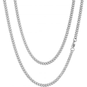 Kal-Chaine Homme Acier Inoxydable Collier Gros Maille Cubain Enfant Garcon Gourmette Massif Ras De Cou Punk [Argent/Noir/Plaque Or-Largeur: 3/6/9/12 Mm; Longeur: 36/46/51/55/61/66/71/76 Cm] - Neuf