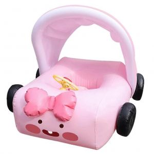 Bou&eacute;e Gonflable Pour B&eacute;b&eacute; 2025 Avec Auvent, En Forme De Voiture, Avec Si&egrave;ge De S&eacute;curit&eacute; Et Volant, Id&eacute;ale Pour Les Jeux D'&eacute;t&eacute;, La Plage Ou L'ext&eacute;rieur, Rose - Neuf