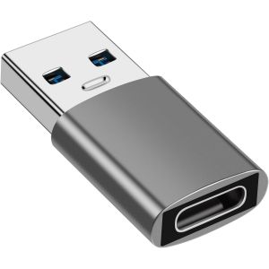 Adaptateur USB vers USB C, Adaptateur USB C Femelle vers USB 3.1 Mâle, Compatible avec iPhone 11 12 13 14 Pro Max, Samsung Galaxy S23 S22 S21 S20, MacBook, PC (Gris) - Neuf