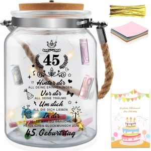 Lampe Led En Forme De Bouteille Avec Inscription En Allemand - 45e Anniversaire - Cadeau D'anniversaire Pour Femme Et Homme - Veilleuse - D&eacute;coration De Table - &Eacute;clairage Led - Bouteille D&eacute;corative - Neuf