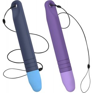 2PCS Stylet pour Enfant en Silicone avec Attaches Anti-Roulement, Compatible avec T&eacute;l&eacute;phones, Tablettes, Android, iPhone, iPad, Kindle Fire - Bleu & Violet - Neuf