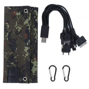 HJLIAN Panneau solaire d'exterieur 10 W 5 V, sac de chargement pliable, chargeur d'urgence pour voyage et camping, vert - Neuf