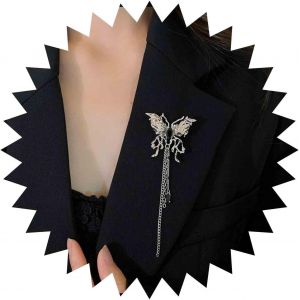 Kjdal-Broche Papillon En Cristal Broche Papillon Tassel Broche Épingle De Revers Papillon Argent Broche Cz Tassel Chaîne Broche Badge Épingle Décorative Pour Femmes Et Filles Vêtements Robe - Neuf