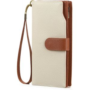 Portefeuille Cuir Femme Grande Capacit&eacute; Blocage Rfid, Porte Monnaie Femme Avec 12 Porte-Cartes, Porte Carte Fermeture Eclair Longue - Neuf