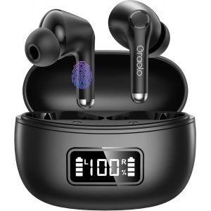 JGD-Casque Bluetooth, &Eacute;couteurs Bluetooth 5.4 pour iOS & Android, 40 Heures de Lecture, St&eacute;r&eacute;o Hi-FI Casque sans Fil in-Oreille, LED &Eacute;cran Tactile Control IPX6 &Eacute;tanche Casque sans Fil Noir - Neuf
