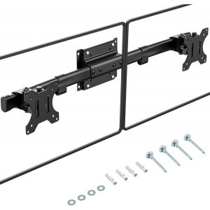 MEVRONISSHOP-Support Mural Double &Eacute;cran, Adaptateur VESA Simple &agrave; Double &Eacute;cran pour 2 &Eacute;crans de 13 &agrave; 27 Pouces, Orientable Inclinable Adaptateur Support Moniteur jusqu'&agrave; 10kg, VESA 75x75/100x100mm - Neuf