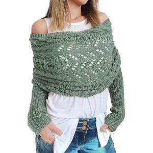 1 Pièce Écharpe Femme Avec Manches,Écharpe En Fil,Écharpe Tricotée,Pull Avec Manches,Écharpe Pashmina Bohème,Cape,Écharpe Tricotée Châle Long (Vert) - Neuf