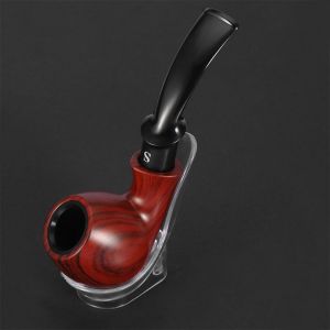 Pipe a tabac en resine a grain de bois cramoisi, nettoyable, grande tete ronde, ensemble de cigarettes - Neuf