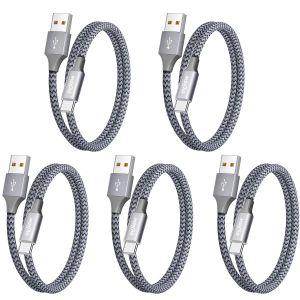 Lot de 5 c&acirc;bles USB C courts 50 cm - C&acirc;ble de charge rapide USB A vers USB C 3 A - C&acirc;ble de charge rapide en nylon type C - Compatible avec iPhone 15/15 Pro Max, Galaxy S24, S23, S22 Ultra A54, - Neuf