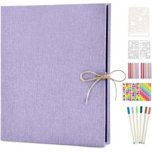 Album Photos Traditionnel Scrapbooking, Lin Vintage Scrapbook 60 Pages Noires Mariage Livre D'or, Cadeau Maitre D'école Homme Femme Couple Cadeau Anniversaire (Blanc) - Neuf