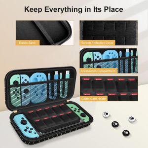 10 en 1 Pochette de Transport Compatible avec Nintendo Switch OLED,Nouveau Crocodile Texture Rigide Housse de Protection avec Protecteur d'&eacute;cran,Coque de Switch et Plus d'accessoires (Blanc).[K52] - Neuf