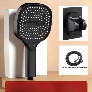 Pommeau De Douche &Agrave; Main Avec Filtre,Grand Panneau De 13Cm,3 Modes,Haute Pression,&Eacute;conomie D'Eau,Massage Anti-Chute,Salle De Bain.Black Set. - Neuf