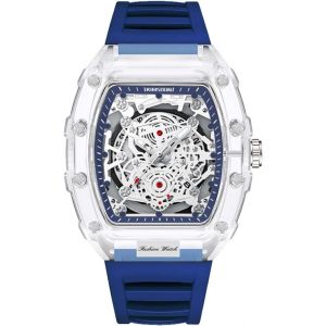 Eryi-Tonneau Montre Bracelet Décontractée Pour Homme Avec Bracelet En Silicone Souple - Neuf