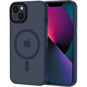 Kal-Coque Pour Iphone 13 Mini Magnétique Compatible Avec Magsafe, Étui Mat Translucide Minimaliste, Pc Dur Housse Arrière Anti-Rayures + Tpu Bumper Antichoc -Bleu - Neuf