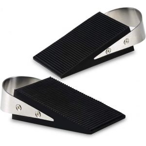 Cales en caoutchouc robustes, antidérapantes en acier inoxydable pour porte et poignée de porte, sans endommager le sol ni la porte, idéales pour les hôtels et les familles (lot de 2) - Neuf