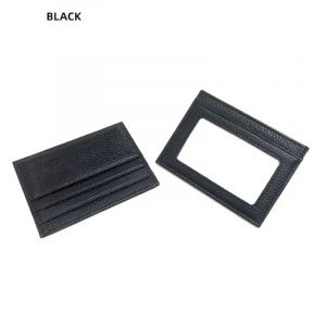 Porte-cartes en cuir v&eacute;ritable mince porte-carte de visite porte-carte de cr&eacute;dit mince petit portefeuille pour hommes porte-carte autocollant noir--Black B - Neuf