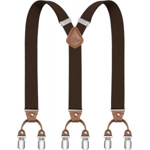 Cauc-Bretelles Pour Hommes Avec 6 Pinces M&eacute;talliques En Y Ajustables Bretelles Pour Pantalons Bretelles &Eacute;lastiques Robustes Pour Hommes - Neuf