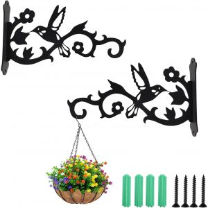 Mevronisshop-2 Pi&egrave;ces Support Crochet Plante, Support De Montage Mural Pour Plantes, Suspension Plante, 20 * 13cm, Fer, Sculpture De Fleurs Et D'oiseaux, D&eacute;coration, Adapt&eacute; Aux Pots De Fleurs, Lampes - Neuf