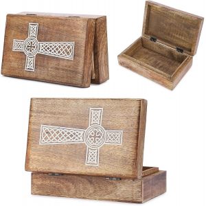 Ershi-Boîte À Bijoux Décorative En Bois Faite À La Main Motif Croix En Corde Française Coffre Au Trésor Polyvalent Organisateur De[6273] - Neuf