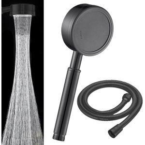 KAL-®Pommeau De Douche Avec Tuyaupomme De Douche En Acier Inoxydable 304 Avec Tuyau De Douche De 1,5 Mètre.Pommeau De Douche Economie Deau Pomme De Douche Haute Pression Anti Calcaire Douche Noir - Neuf