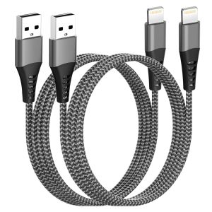Thef-Câble Iphone [1m+1m/Lot De 2],Cable Chargeur Iphone Certifié Mfi,Câble Lightning Cable Iphone Usb Nylon Cordon Iphone Fil Chargeur Iphone Rapide Pour Apple Iphone 14 13 12 11 Pro Max Xs Xr 8 7 6 - Neuf