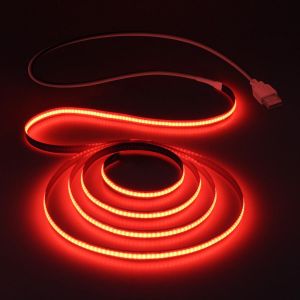 JGD-Bande lumineuse LED COB 5 V aliment&eacute;e par USB Rouge 1 m 320 LED CRI85+ Bande lumineuse LED flexible 1 m pour TV, mur, secr&eacute;taire, armoire, lit et autres &eacute;clairages &agrave; faire soi-m&ecirc;me - Neuf
