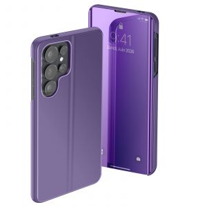 &Eacute;tui de Protection pour Galaxy S26 Ultra Clear View avec Support Vid&eacute;o Violet fonc&eacute; - Neuf