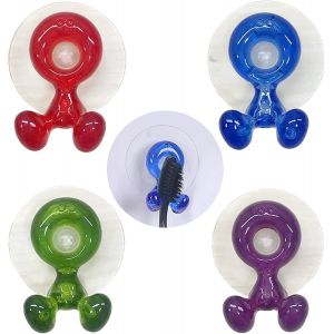 Porte-brosse à dents à ventouse, 4 pièces, support mural antibactérien pour salle de bain (bleu, vert, rouge, violet) - Neuf