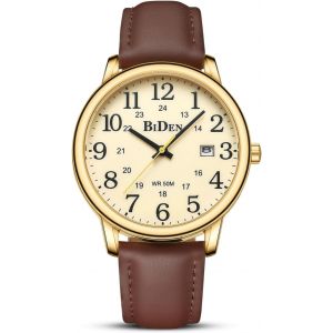 Montre Homme Bracelets En Cuir Avec Grand Cadran Numérique,Faciles À Lire,Montres À Quartz Étanches Montres Pour Hommes Ou Femmes.[J78] - Neuf