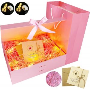 Trahoo-Coffret Cadeau,Bo&icirc;te + Sac + Ruban + Lumi&egrave;res,Bowknot Boite Cadeau,Boite Cadeau,Bo&icirc;te-Cadeau De Luxe,Boite Papier Avec Ruban,Pour R&eacute;ception De Mariage, Anniversaire, No&euml;l.,Valentin, P&acirc;ques, Ha - Neuf