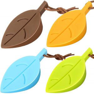 Lot de 4 butées de porte (vert, jaune, bleu, marron) en silicone, protection des doigts, motif feuille colorée, pour la maison et le bureau - Neuf