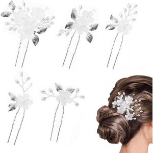 Kal-Pince À Cheveux De Mariée Bijoux À Cheveux 5 Pièces Épingle À Cheveux De Mariage,Bijoux Mariée En Forme De U,Épingles À Cheveux De Mariage Pour Femmes Et Filles (Argent) - Neuf