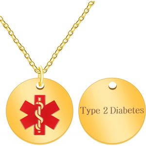 Kal-Collier D'alerte Médicale Rond De Secours D'urgence Collier Étanche Pour Hommes Femmes Avec Symbole Médical Rouge Première Réponse Colliers D'identification En Acier Inoxydable Ya4678 - Neuf