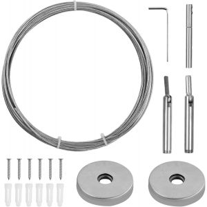C&acirc;ble Tringle &agrave; Rideaux Kit 5MEnsemble Complet de Fils de RideauxCorde &agrave; Linge MuraleFil de Suspension en Acier Inoxydable pour Suspendre Rideau V&ecirc;tements - Neuf
