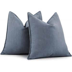 Cauc-Housse De Coussin Bleu 40x40, Lot De 2 Housse Coussin En Chenille Coussin Canape Pour Canap&eacute; Au Design &Eacute;l&eacute;gant, Coussins D&eacute;coratifs Doux Et Luxueux Pour Canap&eacute;, Lit Et D&eacute;coration De La Maison - Neuf