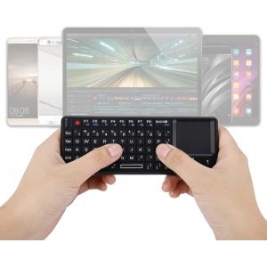 Clavier &agrave; Pav&eacute; Tactile sans Fil 2.4G, Mini Clavier sans Fil USB2.0 avec 69 Touches R&eacute;tro&eacute;clair&eacute;es, avec Pav&eacute; Tactile, Indicateur IR, R&eacute;cepteur et C&acirc;ble USB pour pour 360 - Neuf