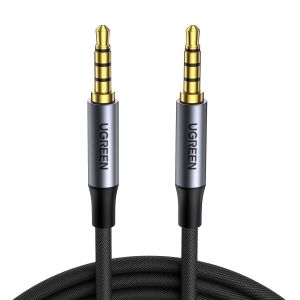 JEXNOVASHOP-C&acirc;ble Audio Jack 3.5mm TRRS 4 P&ocirc;les Double Prise M&acirc;le St&eacute;r&eacute;o Auxiliaire Voiture Nylon Tress&eacute; Compatible avec iPad iPod Casque Micro Tablette Cha&icirc;ne HiFi MP4 MP3 Autoradio Amplificateur (2 - Neuf