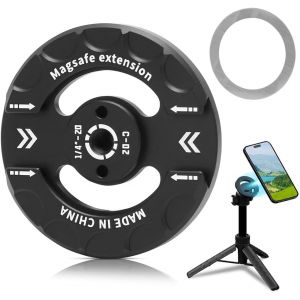 KALANKA-YUNBO Support de tr&eacute;pied magn&eacute;tique compatible avec Magsafe iPhone 16, 15, 14, 13, 12 Pro Max Plus Series, support de tr&eacute;pied Magsafe avec bague adh&eacute;sive &agrave; griffe froide 1/4"" pour enregistrem - Neuf