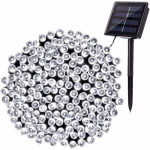 Guirlande Lumineuse Solaire Extérieure (Blanc Froid), 22m 200 Led Étanches, 8 Motifs De Décoration Pour Le Jardin, La Cour, L'arbre, La Clôture, La Maison, La Fête Et Le Mariage. - Neuf