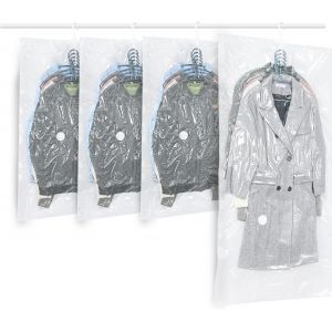 TZF-Lot de 4 sacs de Rangement sous Vide Suspendre pour v&ecirc;tements,Transparents et r&eacute;utilisables Housse sous vide pour vetement,pour costumes,costumes, robes, manteaux ou vestes 3(105x70)/145x70 cm) - Neuf