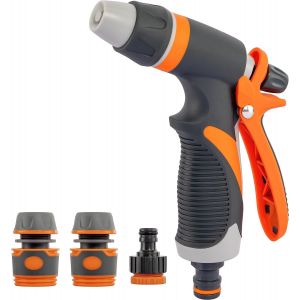 KALANKA-6160X Kit d'arrosage avec pistolet &agrave; jet r&eacute;glable + raccords &agrave; greffage rapide - Neuf